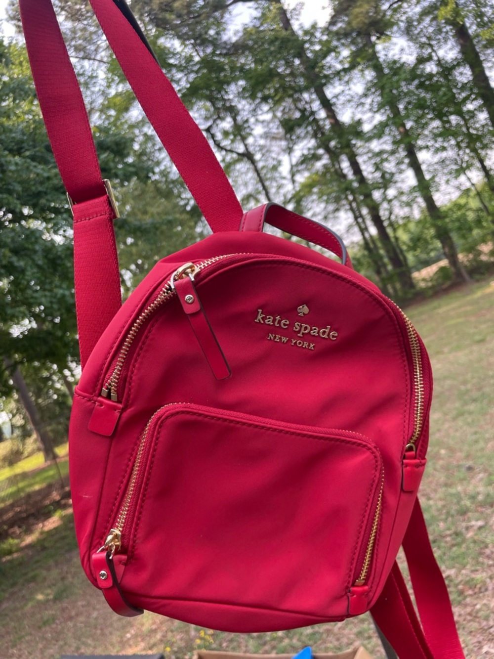kate spade Red Nylon Mini Backpack with Gold Hardware